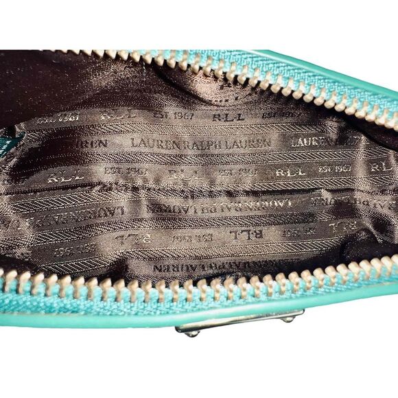 EUC Ralph Lauren Womens Green Textured Zippered Rectangular Cosmetic Pouch - Picture 8 of 9